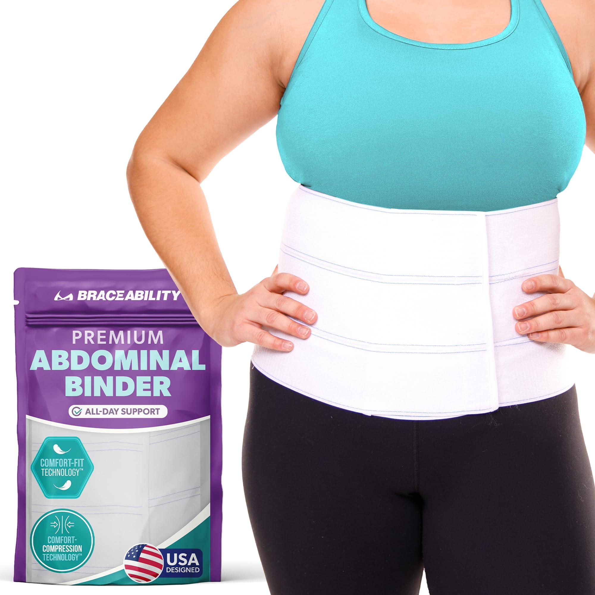 BraceAbility BraceAbility Plus Size Abdominal Binder for Post Surgery Recovery - Bariatric Stomach Hernia Belt, Post Partum Waist Binder, Diastasis Recti Belly Support Band for Bigger Men and Women (3XL 9\")