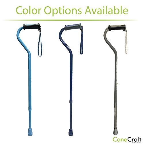 Canecraft Canecraft Offset Handle Walking Cane for Men and Women with Soft Rubber Grip, Lightweight, Height Adjustable, Attractive Colors (Dark Blue)