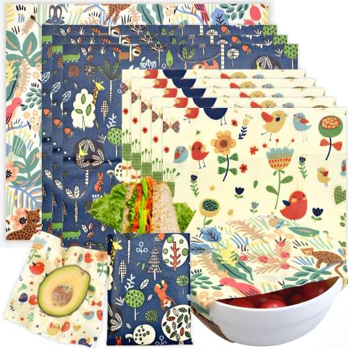 BYTTME Reusable Beeswax Wrap - 9 Pack Beeswax Wraps for Food, Eco-Friendly Beeswax Food Wraps, Bread Sandwich Food Wrap - Organic, Sustainable, Zero Waste, Plastic-Free Food Storage, 1XL, 3M, 5S