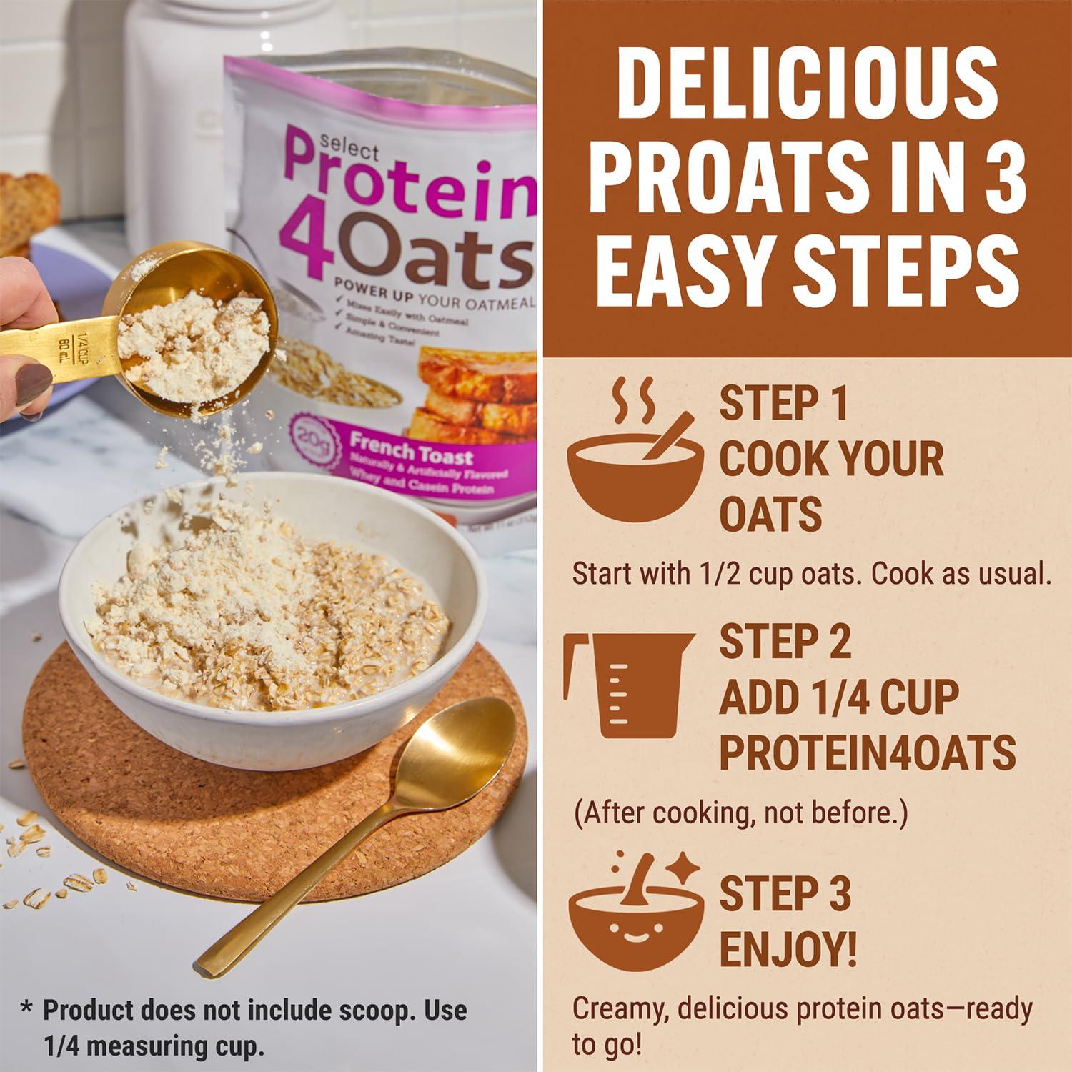 PEScience PEScience Select Protein4Oats, Peanut Butter and Honey, 12 Serving, Whey and Casein Blend for Oats and Oatmeal
