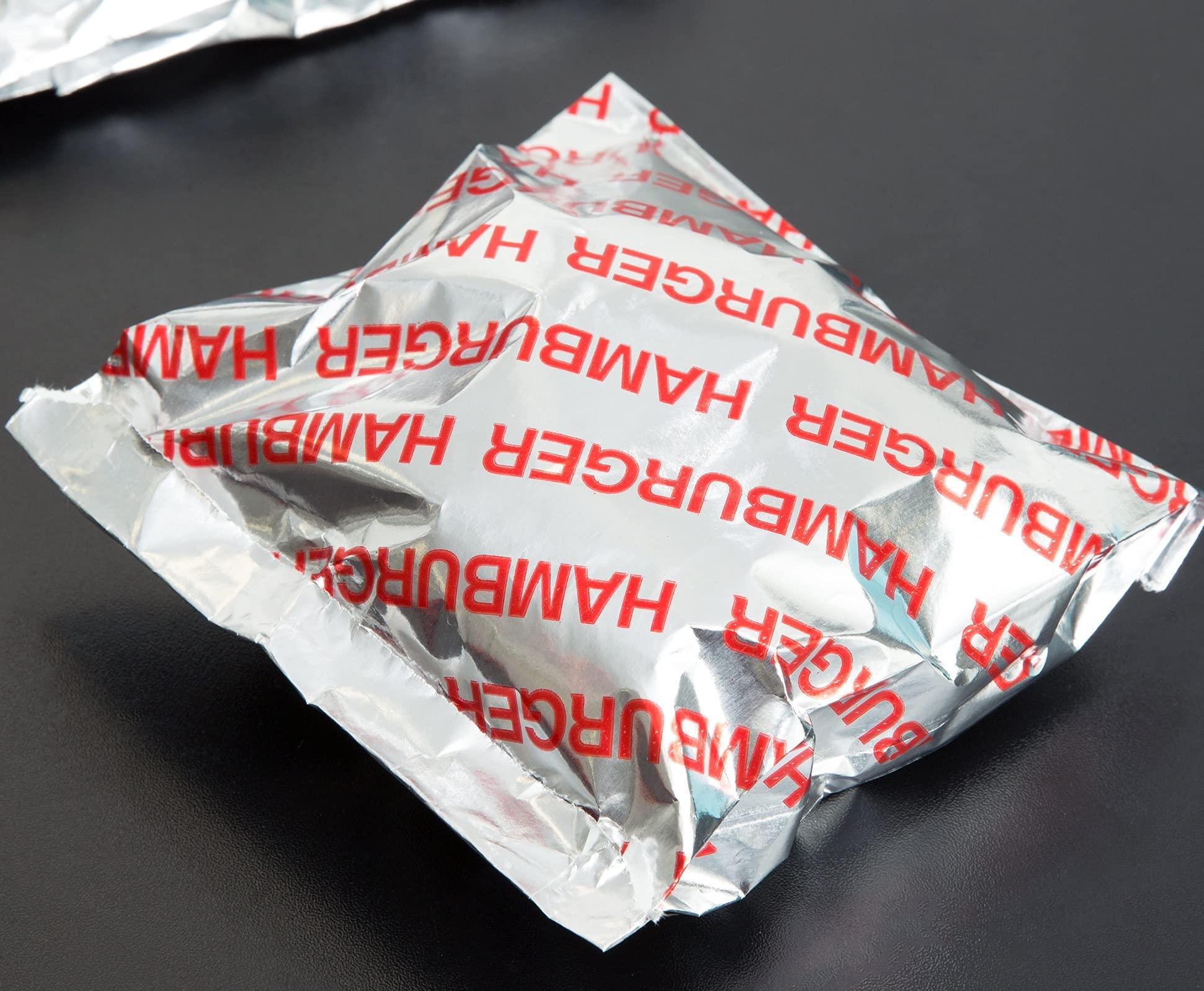 Oasis Supply Large Foil Hamburger/Sandwich Bags - Grease Resistant, Keeps them Hot -Words in Red say - "Hamburger" 100 Count