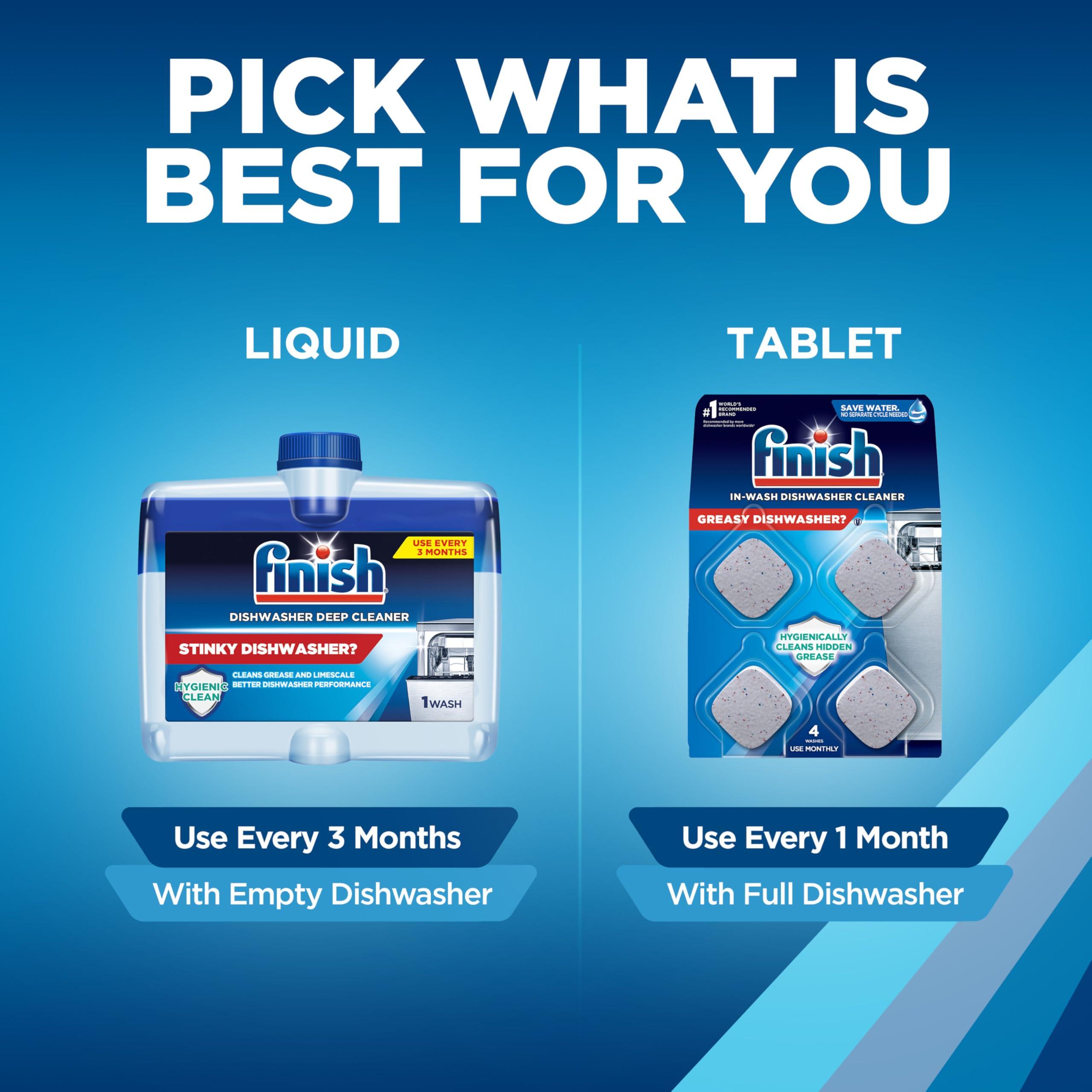 Finish Finish Dishwasher Cleaner Tablets, 12 count, Hygienically Cleans Hidden Grease, Use in Normal Cycle, Lemon Scented, 12 Month Supply