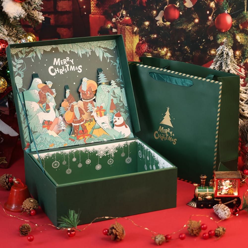ISOLAY Christmas Three-Dimensional Gift Box Creative Cartoon Gift Box With Gift Christmas Packaging Empty Box For Holiday Parties (1,32 * 27 * 11CM)