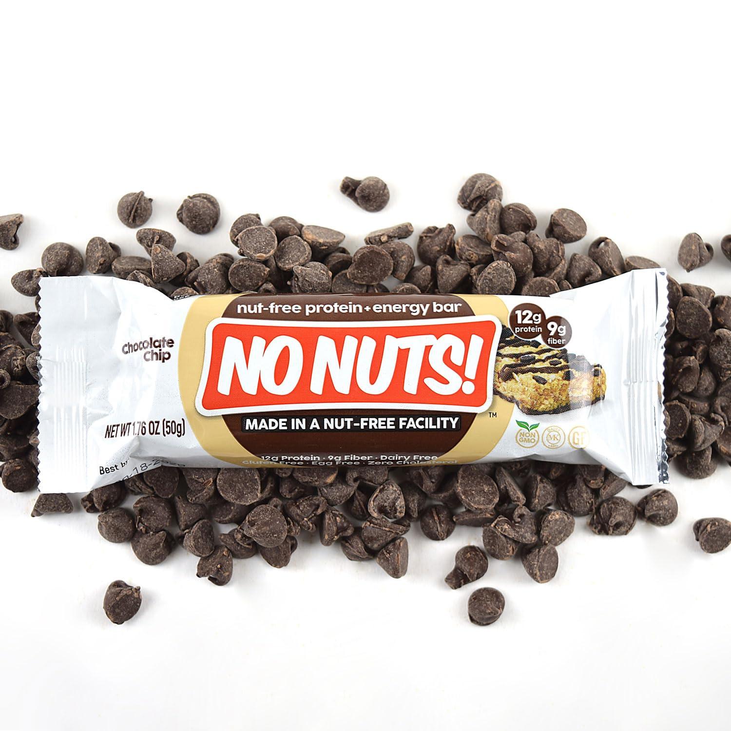 No Nuts! No Nuts! 100% Nut Free Dairy Free Vegan Protein Bars, Chocolate Chip, Organic, Kosher, Egg-Free, Non-Gmo & Dairy-Free Protein Bars