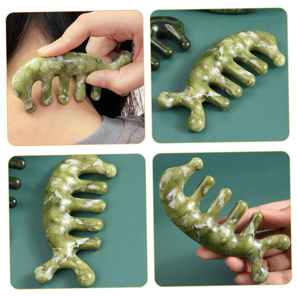 Healeved Healeved Jade Massage Comb Trigger Twist Hair Comb Tooth Sebum Comb Acupoint Jade Comb Scrubber Pet Head Scalp Cordless Bristle Blow Dryer Comb Attachment Manual Face Brush Skin Stick Green