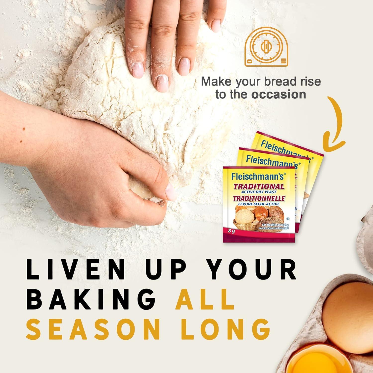 Generic Generic Fleischmanns Traditional Active Dry Yeast, Traditional Yeast, 3 sachets x 8g, 24g/0.8 oz (Pack of 6) Shipped from Canada