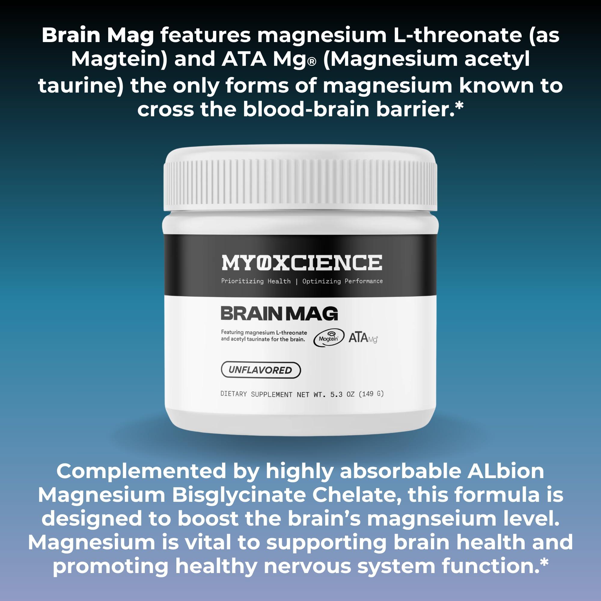 MYOXCIENCE Brain Mag Magnesium L-threonate Magtein & Magnesium glycinate Powder (Unflavored)