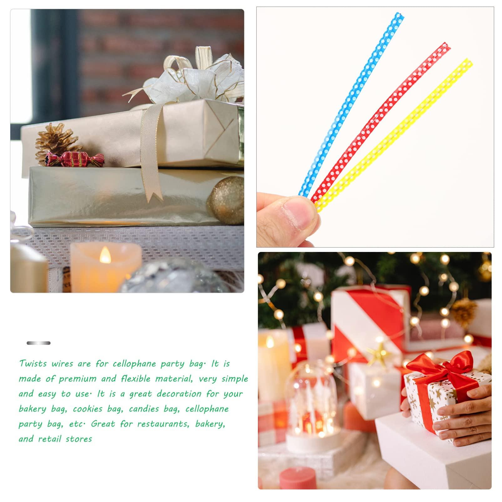 Gadpiparty Gadpiparty Twisty Ties 300pcs Dot Ties Bag Ties Bag Ties Twists Sandwich Freezer Bag Ties Decorative Ties for Cellophane Party Bag Bags Wedding Party Candy Bags Bread Ties
