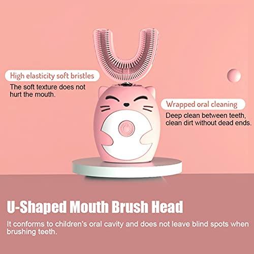 BBJK Electric Toothbrush for Kids U-Shaped Smart 360 Degrees Silicon Automatic Ultrasonic Teeth Tooth Brush Cute Cartoon for Children-E 8-14 Years Old