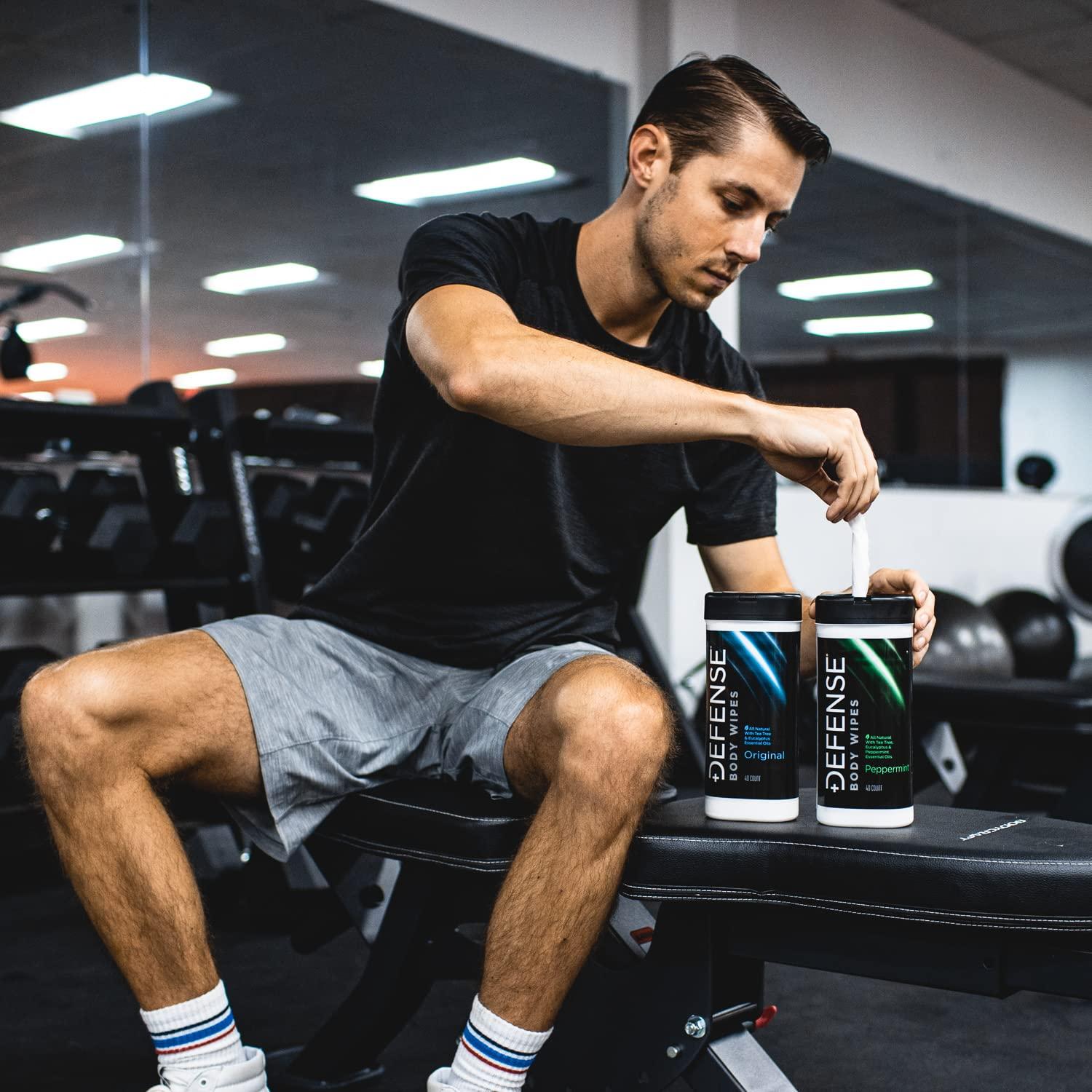 Defense Soap Defense Soap All Natural Peppermint Body Wipes 2PK with Tea Tree Oil | Wrestling, Combat, Camping, Gym, Post Workout Shower Wipes for Men and Women. 40 Count (Pack of 2)