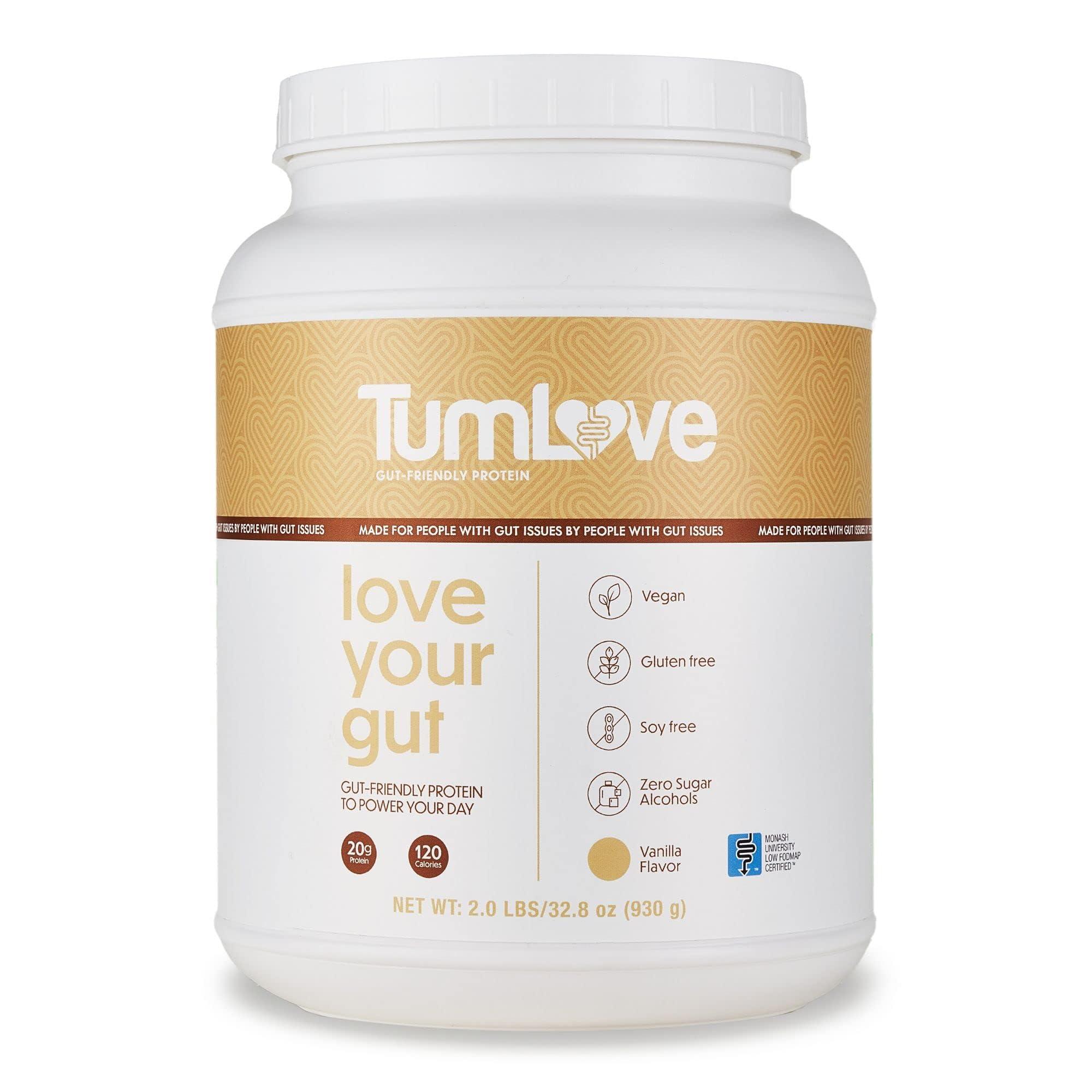 TumLove TumLove Vegan Protein Powder - Low FODMAP Certified, Gluten-Free, Dairy-Free, Soy-Free, 100% Gut-Friendly & Non-Bloating, Vanilla (25 Servings)