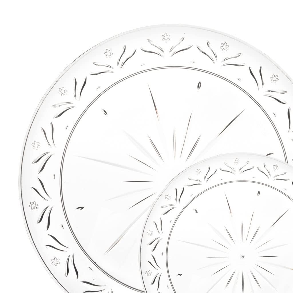 EcoQuality EcoQuality 7\" inch Round Clear Plastic Plates with Crystal Like Design - China Like Party Plates, Heavy Duty Disposable Salad Plates, Dinner Plate, Desserts, Weddings, Serveware (30 PACK)