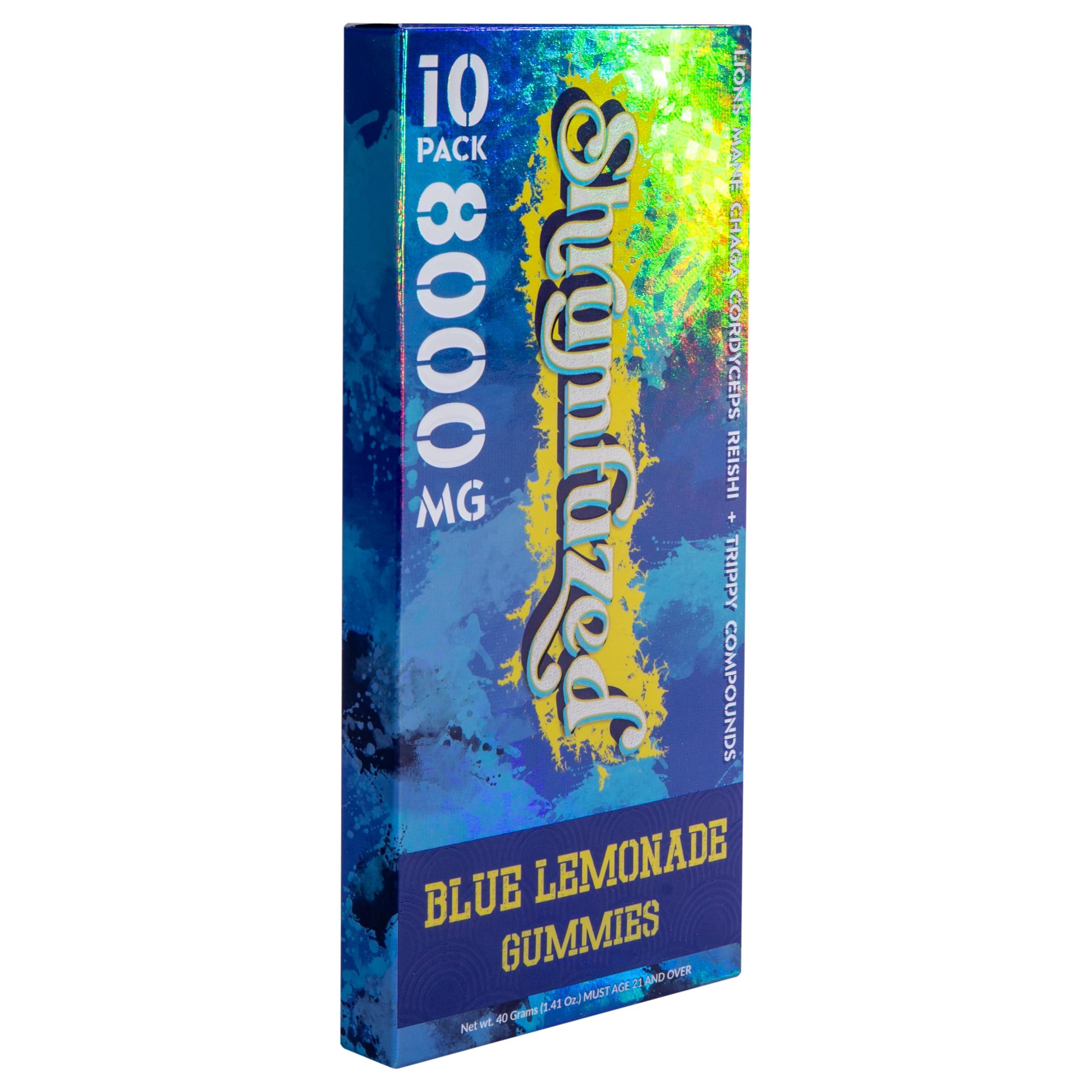 Shrumfuzed Shrumfuzed - Proprietary Nootropic Gummy 8000mg - Lion\'s Mane, Reishi, Chaga, and Cordycep Nootropic Tripee Mushroom Blend (10, Blue Lemonade)