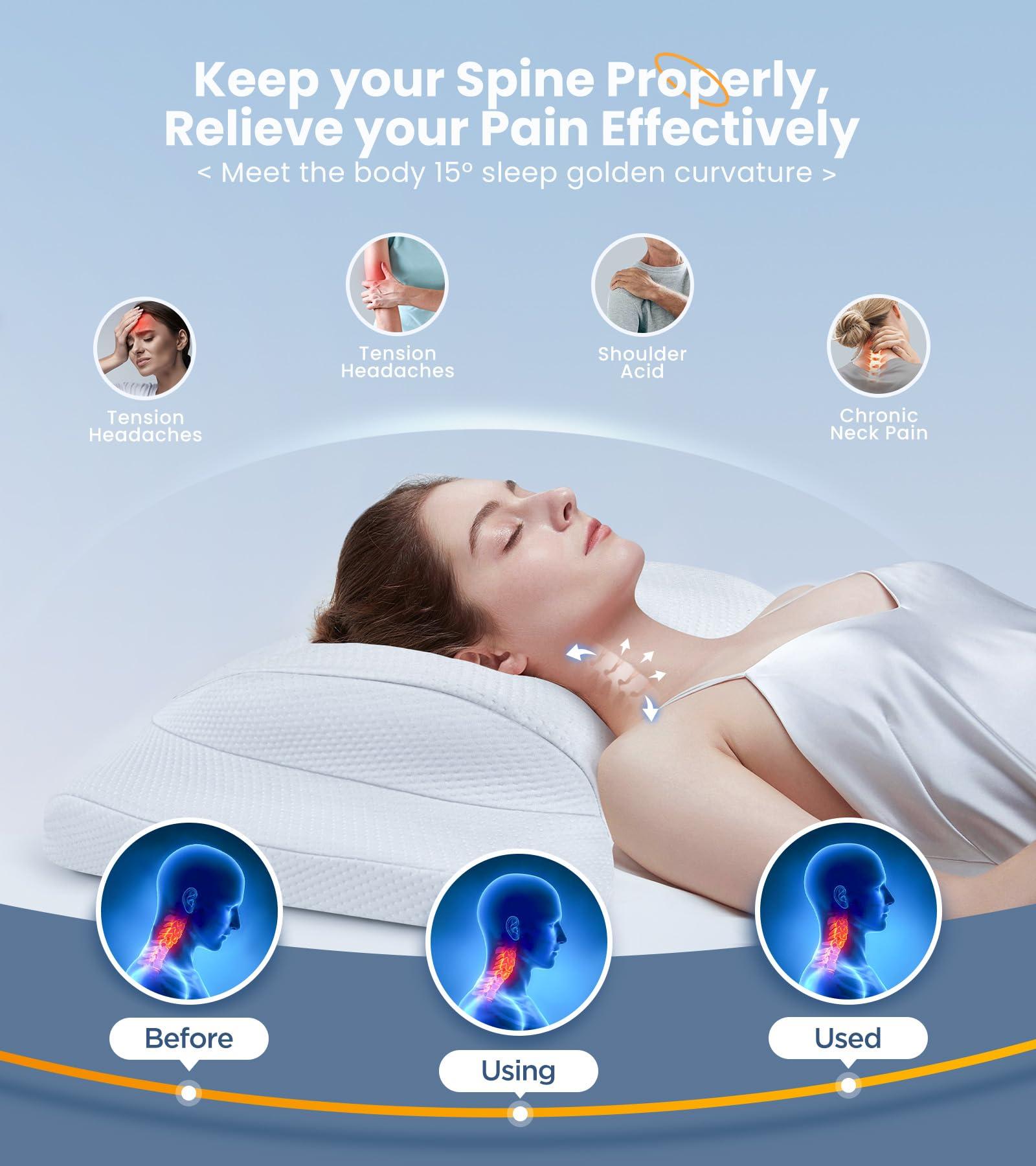 Gadole Gadole Elevate Sleeping Cervical Neck Pillow for Pain Relief, Healthy Spine Restore Memory Foam Pillows Fit Shoulder Perfectly, Adjustable Ergonomic Pillow, Bed Pillow for Side Back Stomach Sleeper