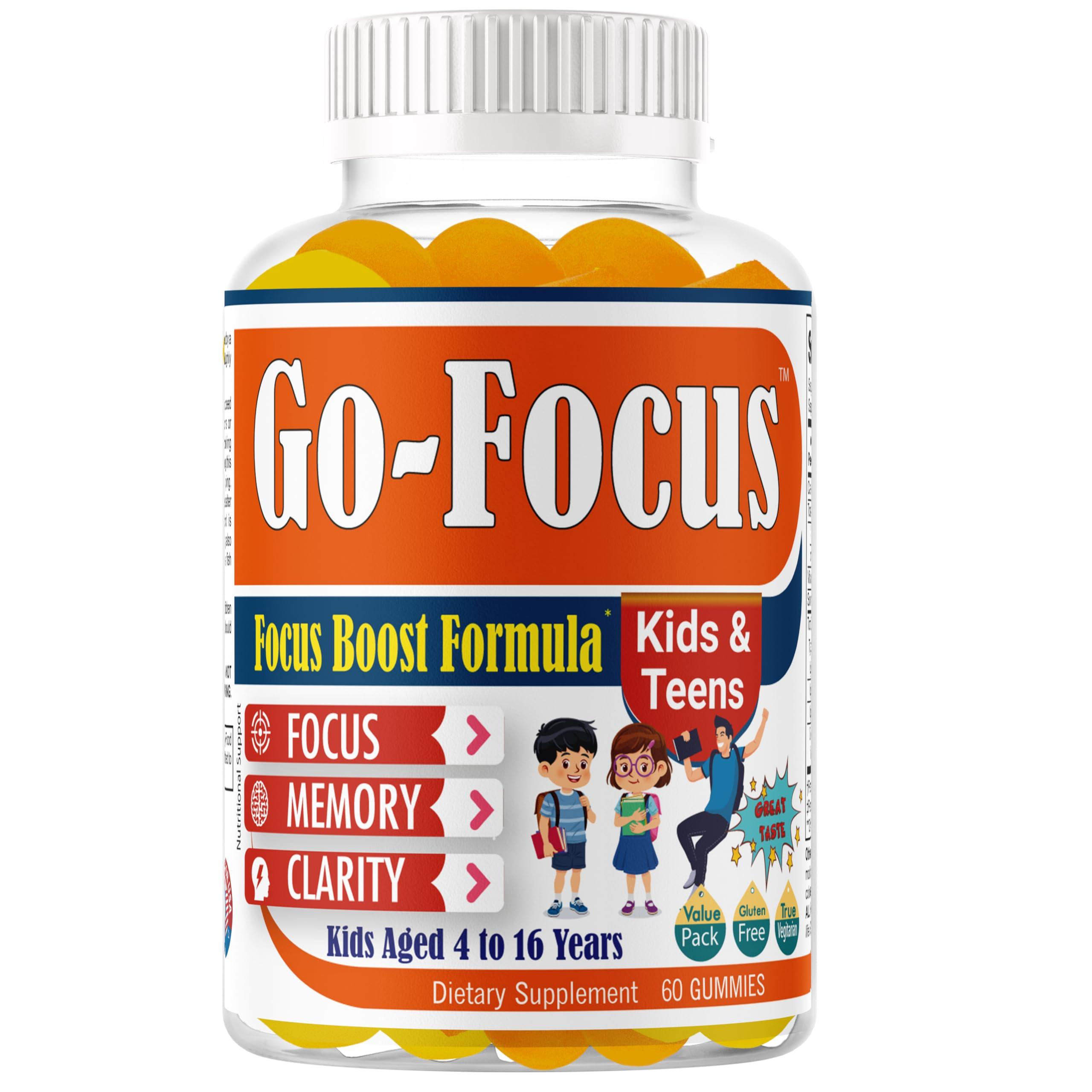 BrightKids BrightKids Brain Supplements for Memory and Focus, Omega 3 & DHA Focus Gummies for Kids, Memory Booster Focus Supplement for Kids & Teens- Low-Sugar, Natural Fruit Flavor 60 Gummies