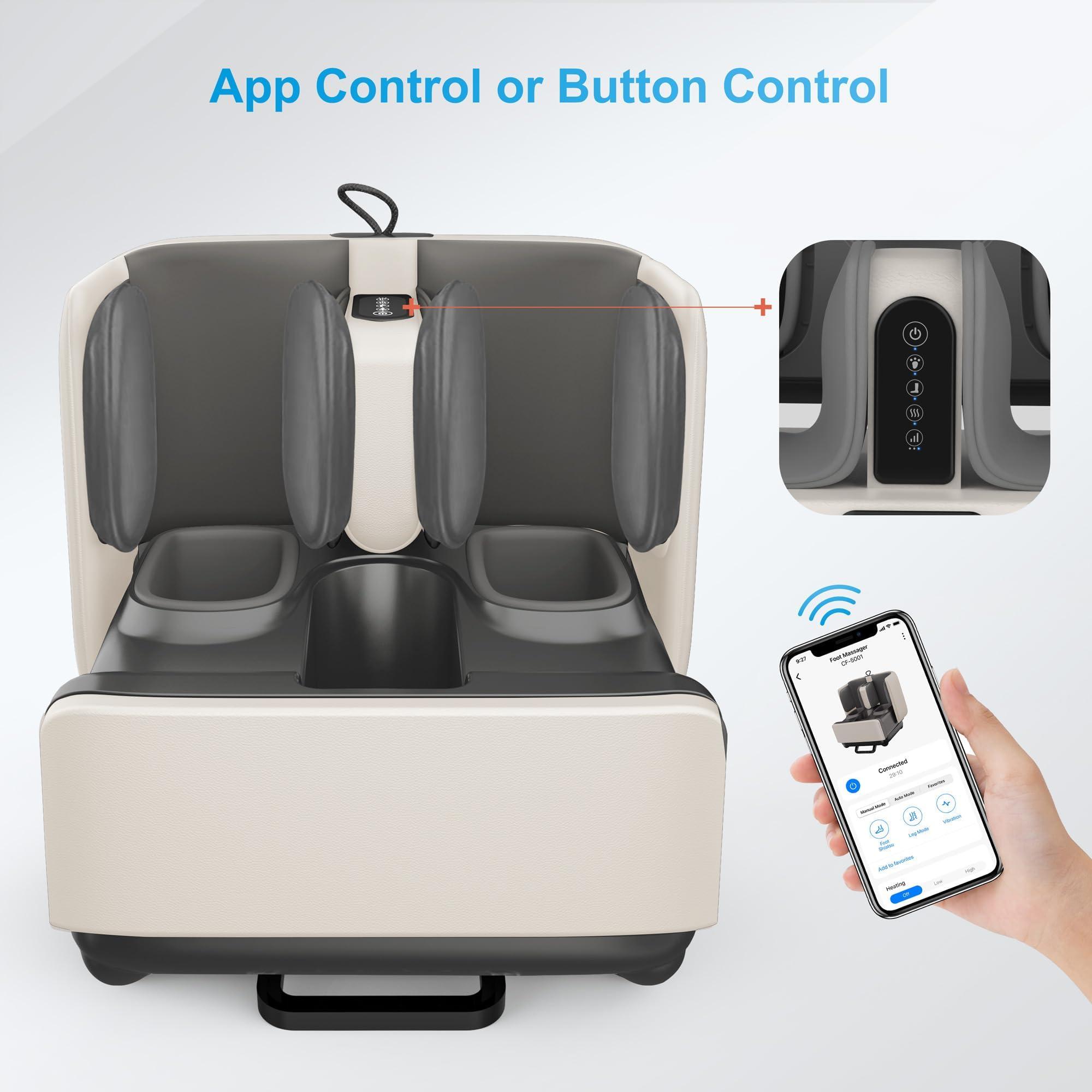 COMFIER COMFIER 2-in-1 Shiatsu Foot Massager&Foot Rest,Foot and Calf Massager with APP Control,Heated Feet Massager,Calf Massager for Foot Pain Relief,Gifts for Men,Women