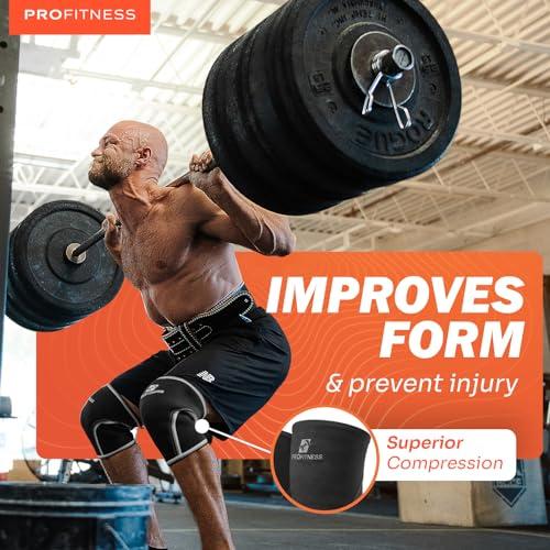 ProFitness ProFitness Knee Sleeve Weightlifting - Knee Brace for Men Workout Support for Working belt weightlifting Out, belt for weightlifting Squats, Weight Lifting, Functional Fitness (Black/Black, Medium)