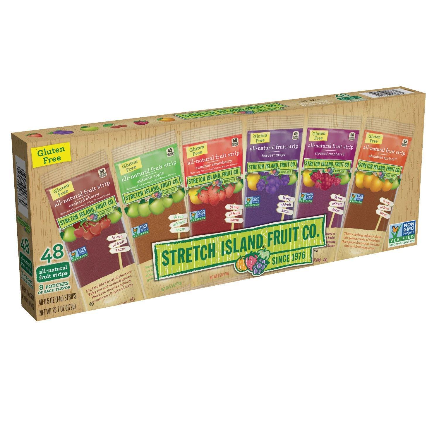 Stretch Island Stretch Island Fruit Leather Snacks Variety Pack, Cherry, apple, strawberry, apricot, grape, respberry, 0.5 Ounce (Pack of 48)