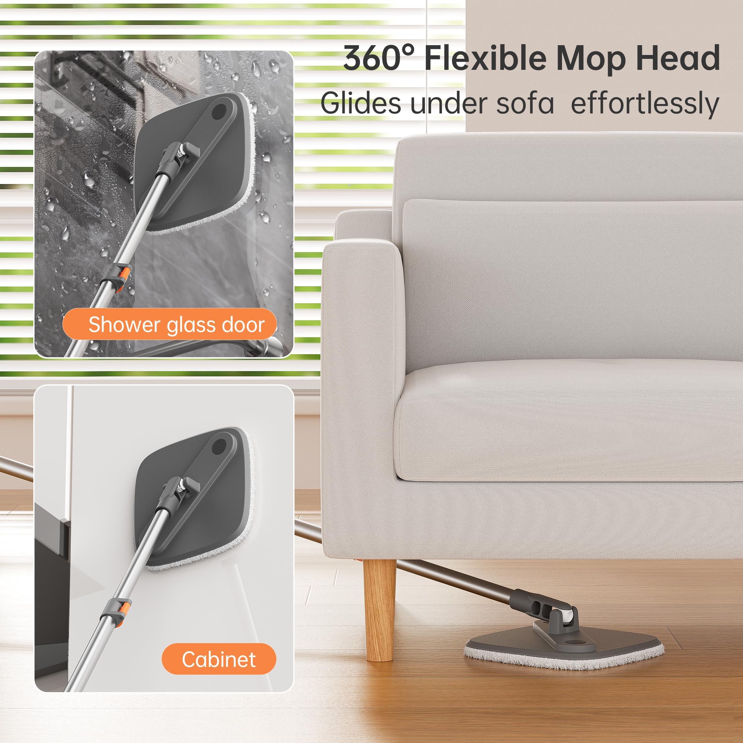 KZKR KZKR Spin Mop and Bucket Set with 2 Replaceable Microfiber Mop Pads with Self Separation Dirty and Clean Water System, Self Wringing 360 Rotating Square Mop Head for Hardwood Tile Marble Floors