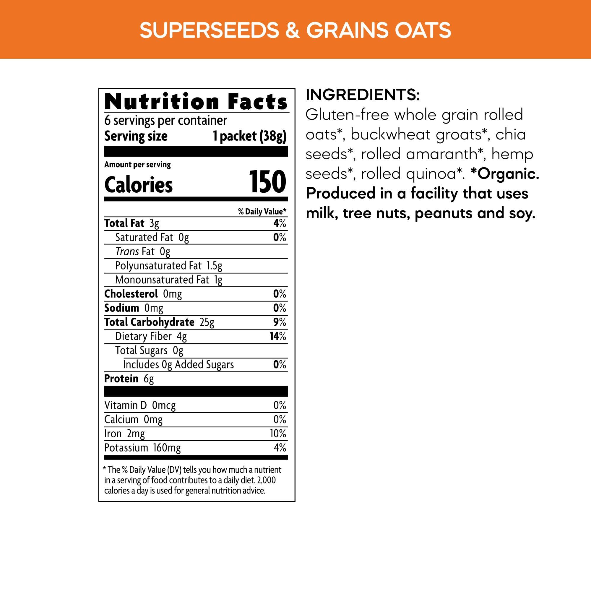 Nature's Path Nature\'s Path Organic Qi\'a Superseeds & Grains Oatmeal, 8 oz (Pack of 1), Gluten Free, Non-GMO