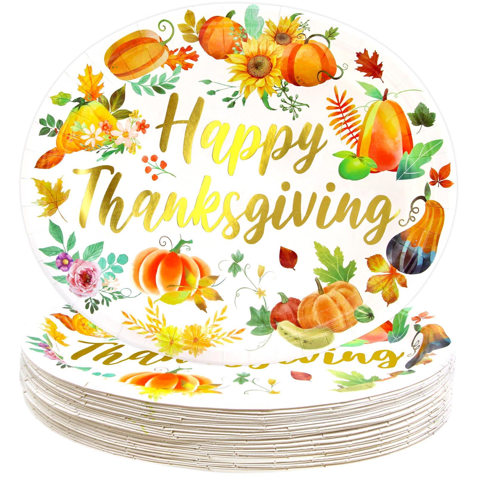 Fancy Land Thanksgiving Oval Paper Plates Disposable Pumpkin Plates Fall Serving Dinner Platter for Autumn Harvest Holiday Party Supplies Decor 24 ct 10\" X 12\"