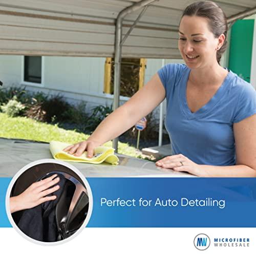 Microfiber Wholesale MW Pro Multi-Surface Microfiber Towel – 12 Pack | Premium Cleaning Cloth | Clean, Buff, Dust, Polish, Absorb | Large 16"x16" (Blue)