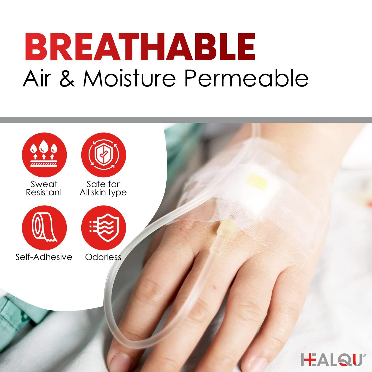 Healqu HEALQU Transparent Medical Tape - Box of 12 Rolls, 1\" x 10yd Surgical Tape with Gentle Adhesion for Sensitive Skin for Wound Care,Tubing, First Aid Supplies - Breathable, Microporous Tape