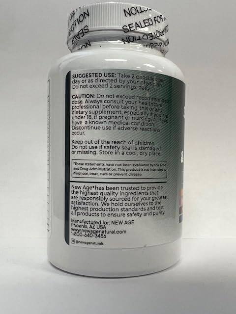 NEW AGE Selenium, Zinc, Iodine, L Tyrosine, Ashwagandha - Thyroid Support Supplement for Women and Men with Bladderwrack, Turmeric, Silica Kelp, Schisandra - 60 Count