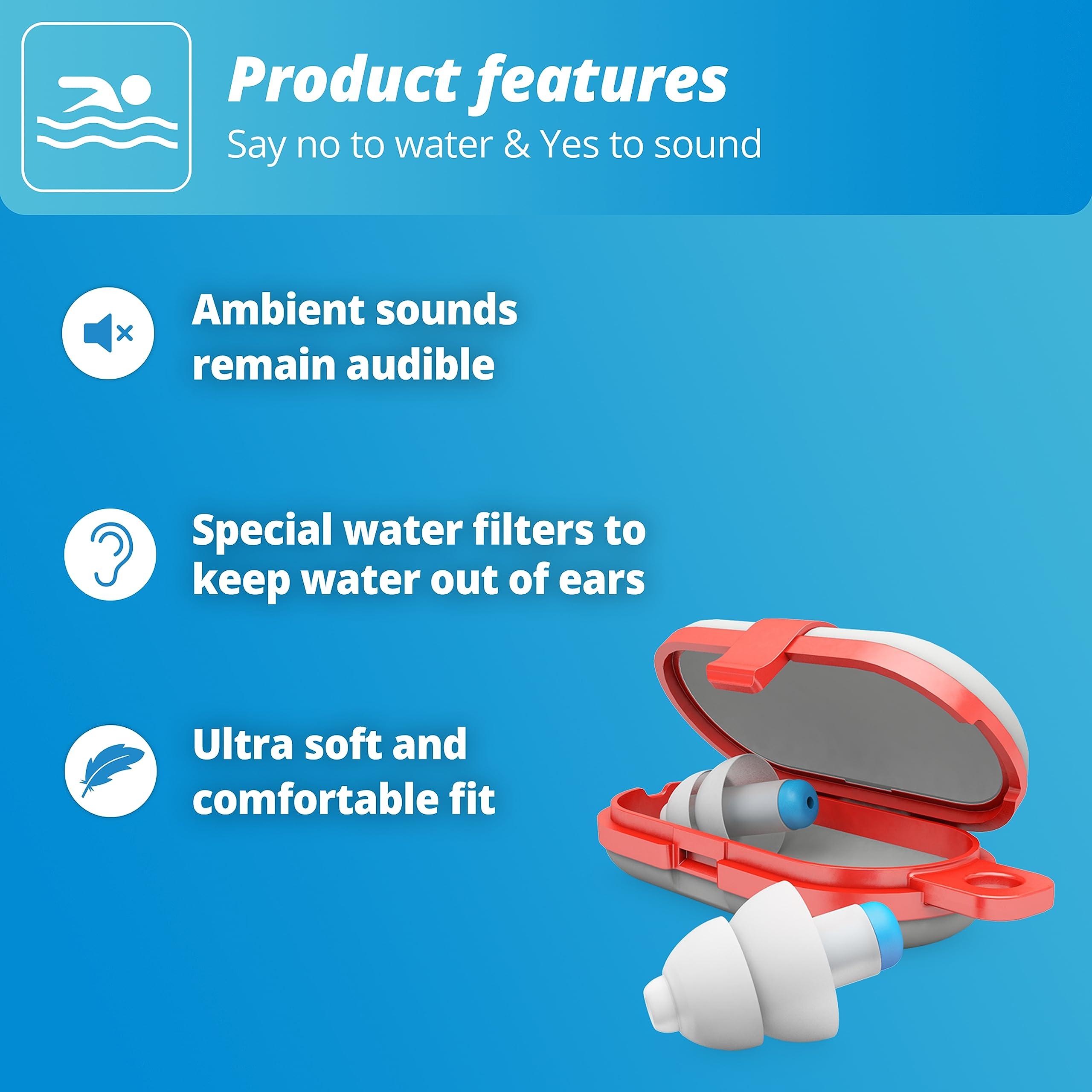 Alpine Hearing Protection Alpine SwimSafe - Ear Plugs for Swimming - Ear Protection Against Water - Comfortable Waterproof Earplugs with Filter - Hyopoallergenic & Sustainable