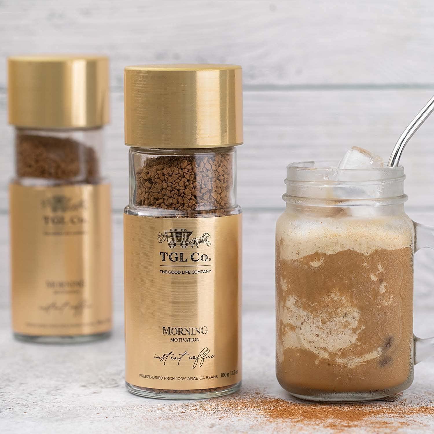 TGL Co. The Good Life Company TGL Co. The Good Life Company Morning Motivation Instant Coffee Powder (100 gm), Freeze Dried from 100% Arabica Coffee Beans Glass Bottle