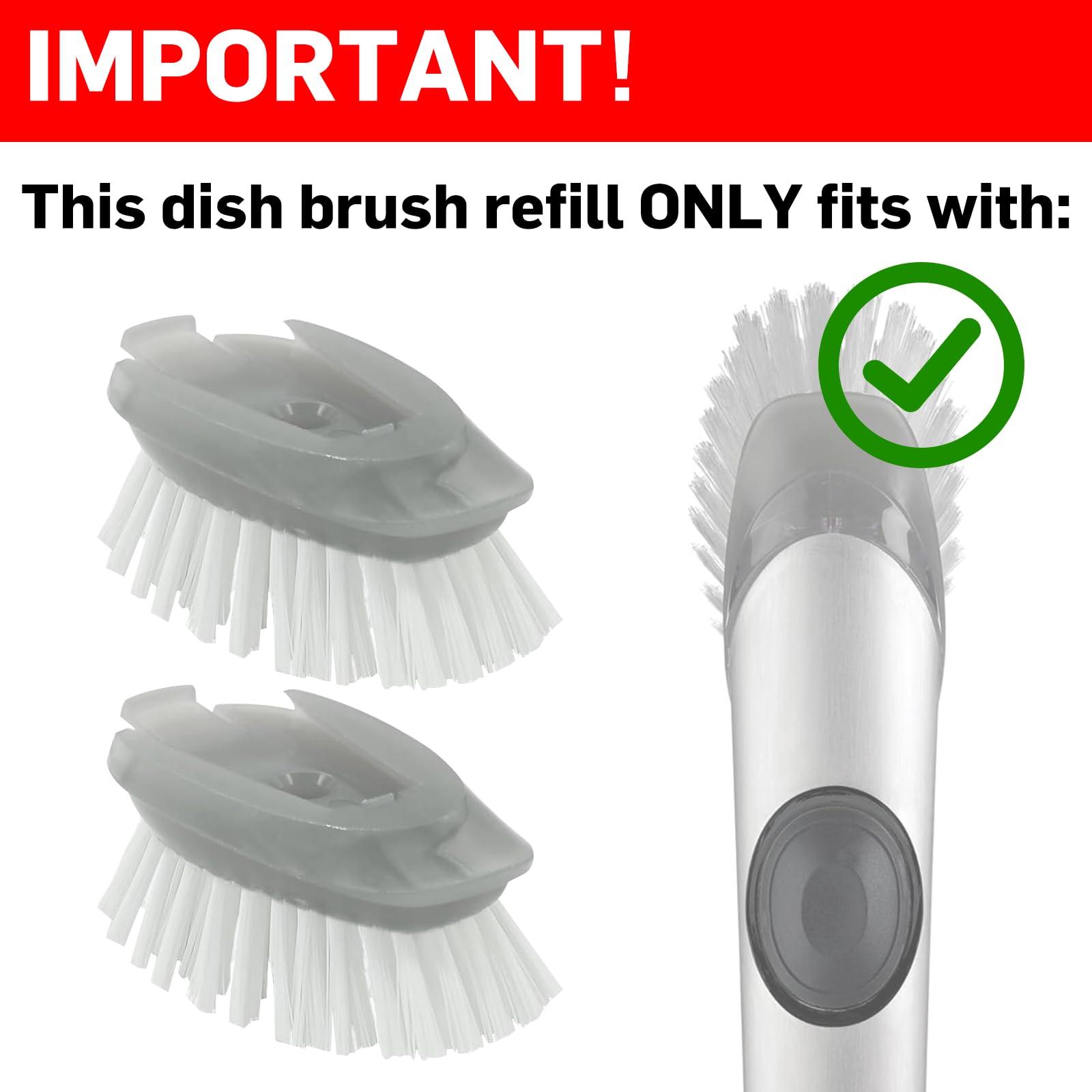 Pamrack Soap Dispensing Dish Brush Refills, 4 Pack Dish Brush Replacement Head for OXO Steel Soap Dispensing Dish Brush