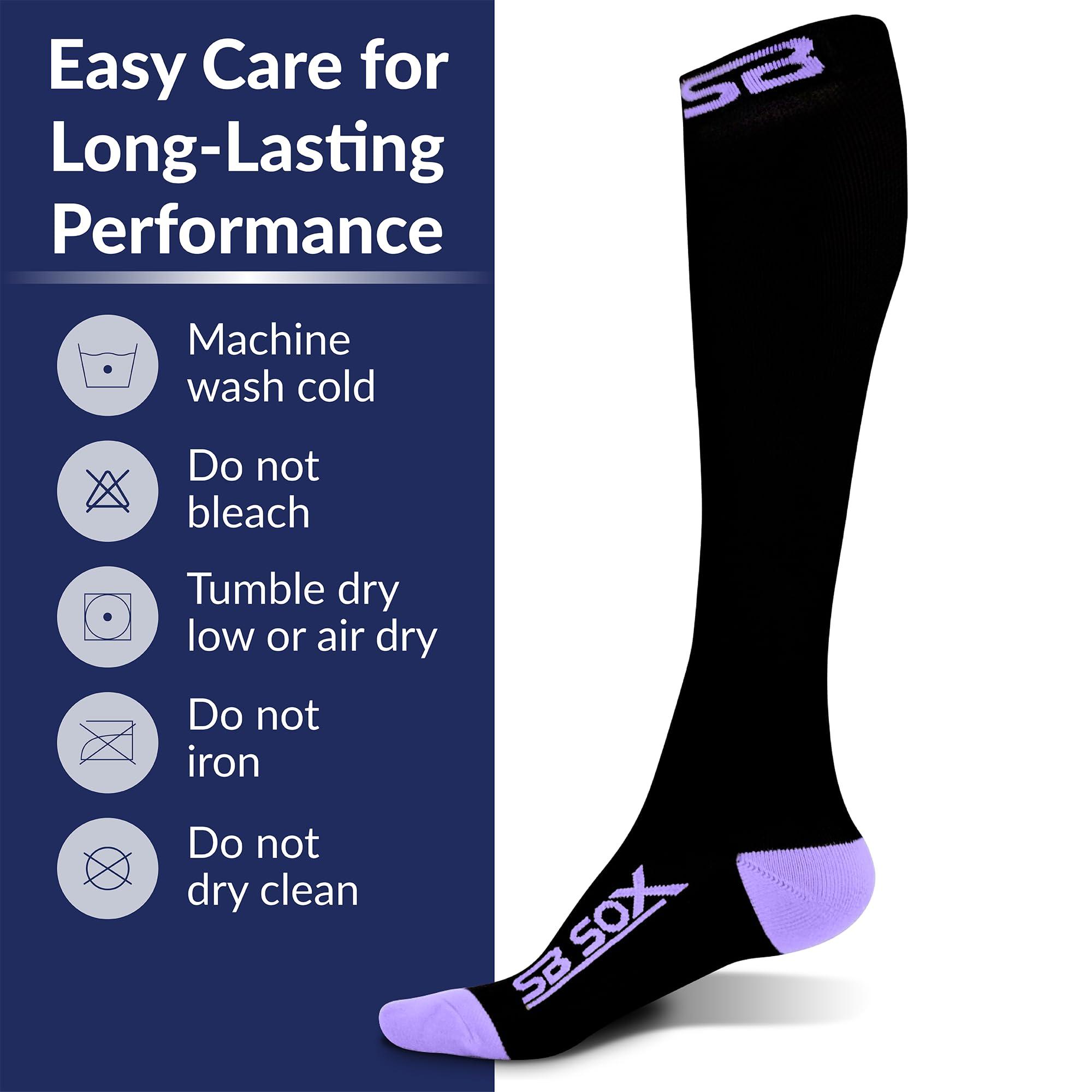 SB SOX SB SOX Compression Socks (20-30mmHg) for Men & Women Best Compression Socks for All Day Wear, Better Blood Flow, Swelling! (X-Large, Black/Purple)