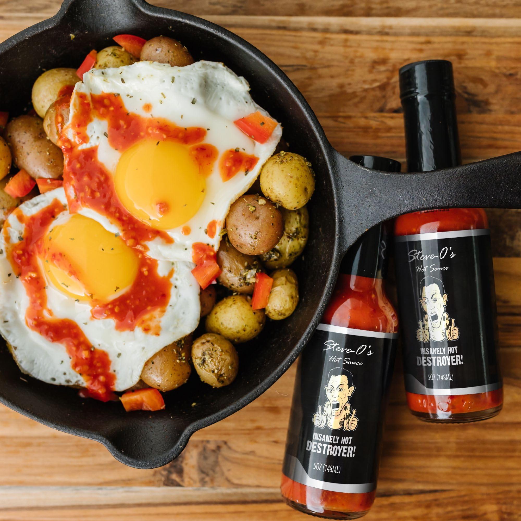 Steve-O\'s Steve-O\'s Original Hot Sauce Bundle | Habanero & Destroyer Hot Sauces - Garlic Habanero and Scorpion, Naga Jolokia, and Carolina Reaper Peppers (5 fl oz Sauces)