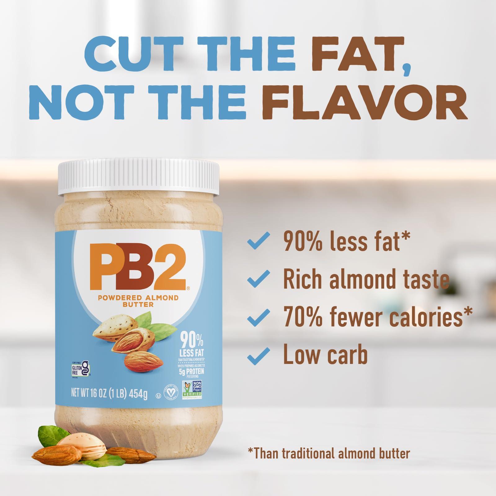 PB2 PB2 Powdered Roasted Almond Butter, 16oz Low-Fat Vegan Almond Powder, Low Carb Nut Butter, Non-GMO, Gluten Free, Kosher