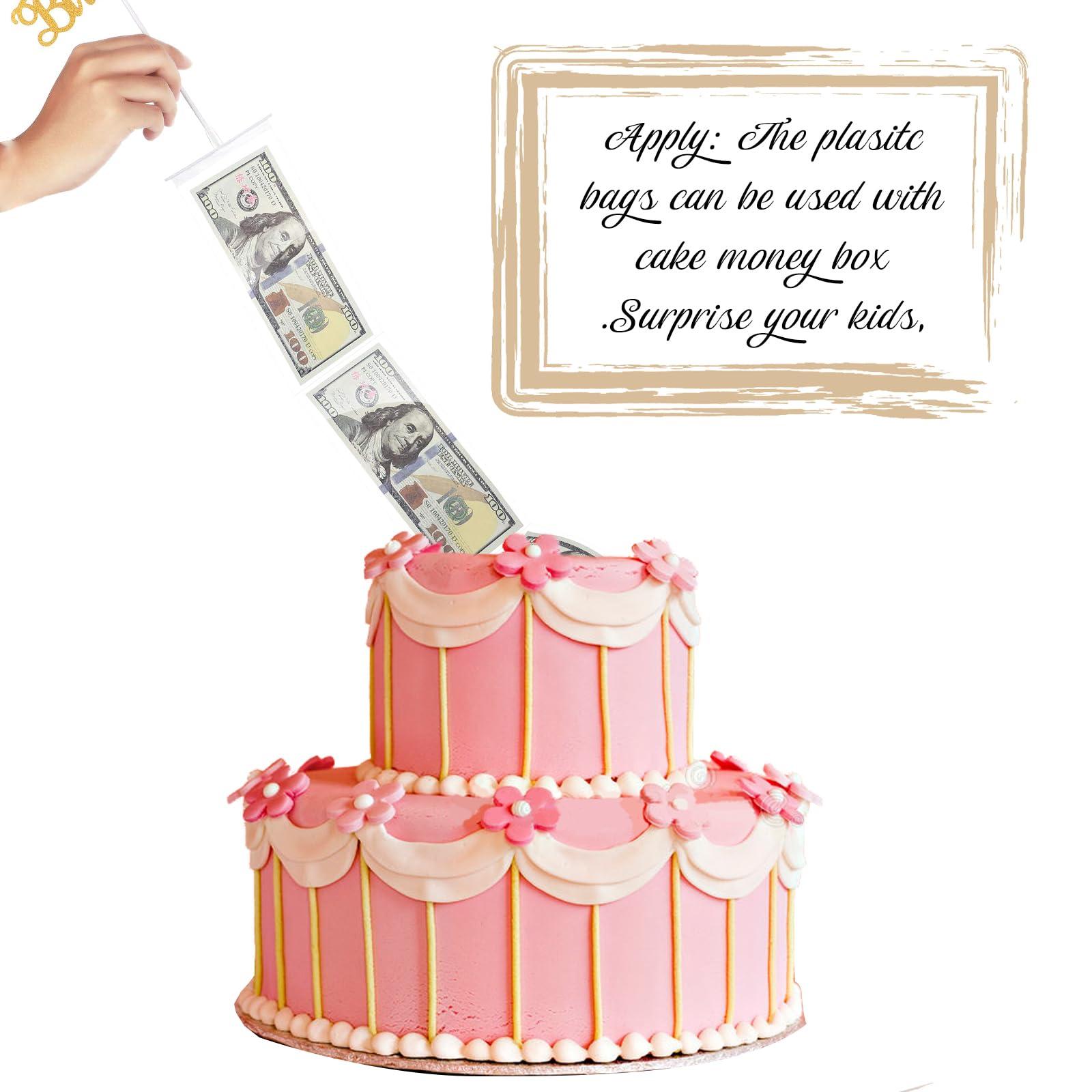 Gloreyan Gloreyan 100Pcs Cake Money Box Transparent Bags Adhesive Self-Sealing Resealable Bags Clear Plastic Bag for Christmas Birthday Wedding Party Supplies, 3.1 x7IN