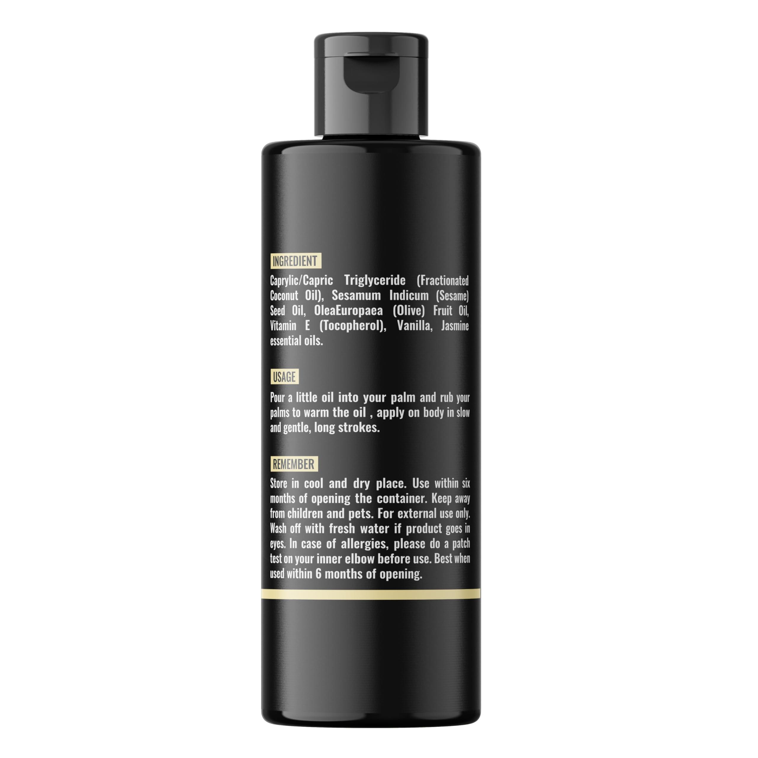 Dude\'s Love Organic - Vanilla Full Body Massage Oil - No Stain & Non-Sticky | with Fractionated Coconut Oil, Vanilla & Jasmin Oil | for Massage Therapy - 4.05 Fl Oz