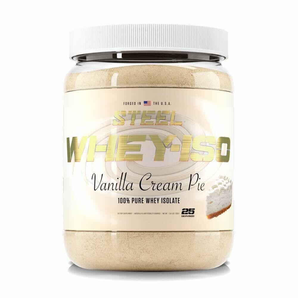 Steel Supplements Steel Supplements Whey-Iso | Whey Isolate Protein Powder | Fast Absorbing | Lean Muscle Growth | Easy Digestion | Gluten Free | Low Carb | 25 Serving (Vanilla Cream Pie)