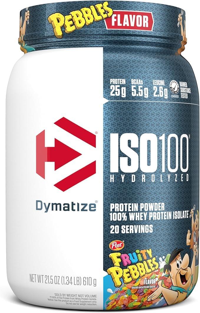 Dymatize Dymatize ISO100 Hydrolyzed Protein Powder, 100% Whey Isolate, 25g of Protein, 5.5g BCAAs, Gluten Free, Fast Absorbing, Easy Digesting, Fruity Pebbles, 20 Servings