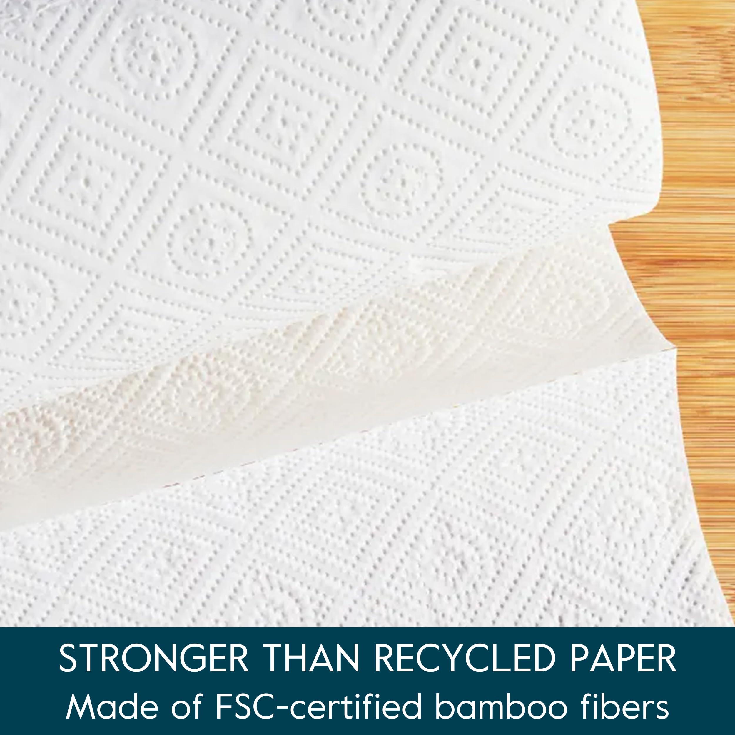 Grove Co. Grove Co. Bamboo Paper Towels, Tree Free & Sustainable Kitchen Paper Towels, Strong & Absorbent with Custom Select Sheets for Less Waste, Zero Plastic Waste. 140 x 2-ply Sheets per Roll, 6 Pack Rolls