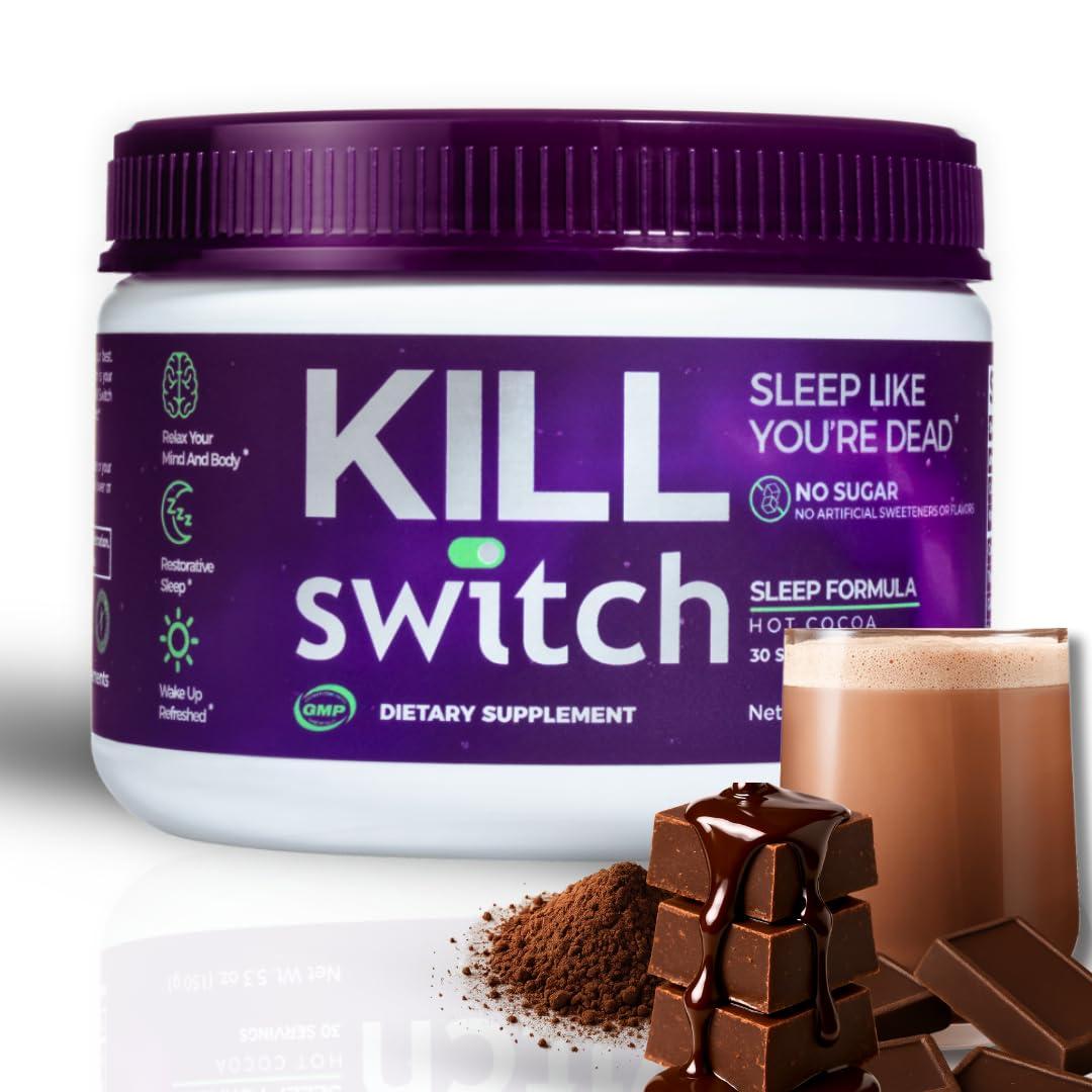 SWITCH Magnesium Hot Chocolate Killswitch Nootropics Brain & Sleep Support Supplement - Calming Magnesium Powder Promotes Restful Nights & Productive Days - Real Cacao, Sugar-Free, Made in USA
