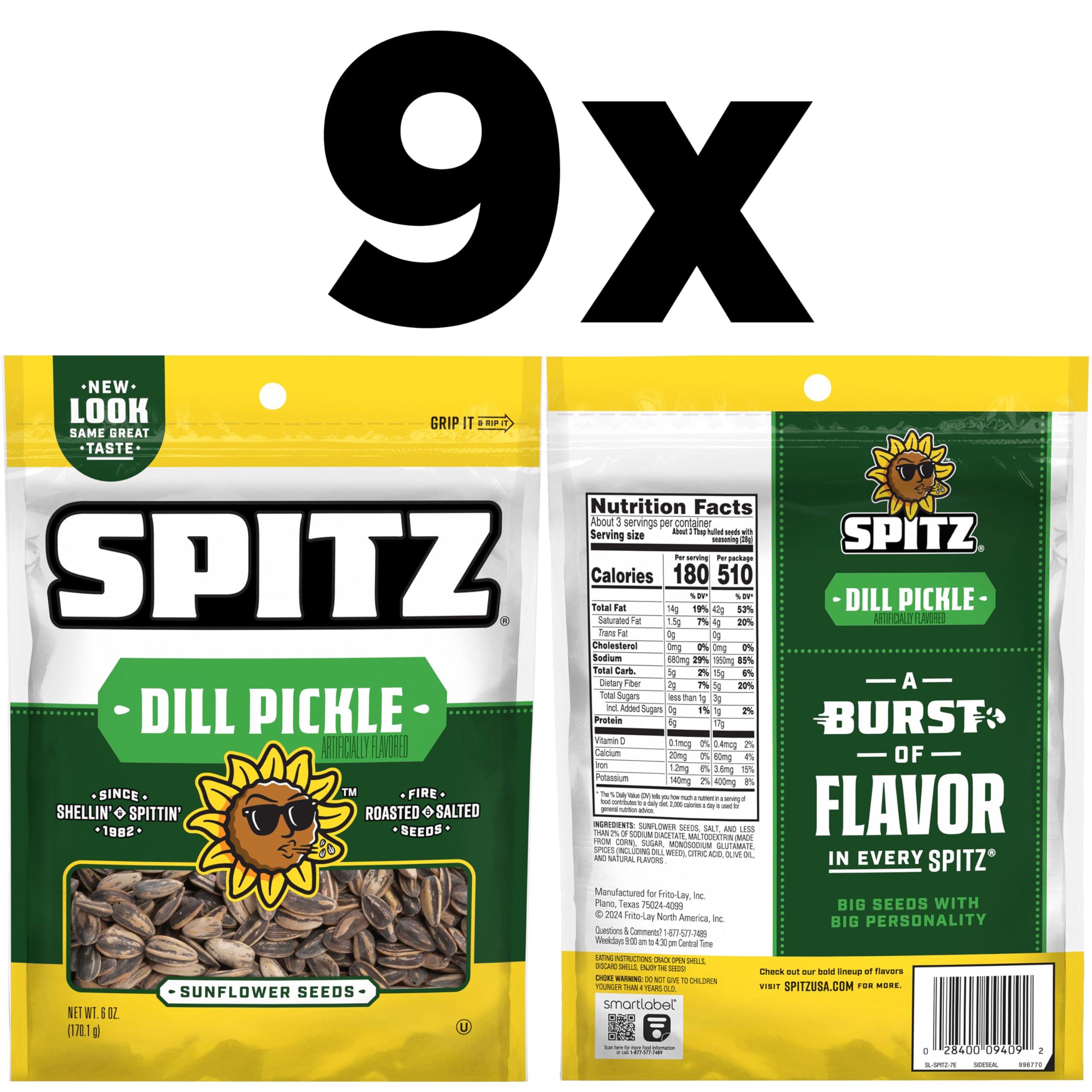 Spitz Spitz Sunflower Seeds, Dill Pickle, 6 Oz (Pack of 9)