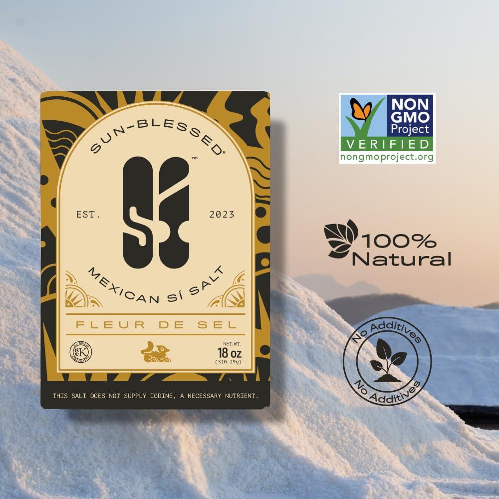 S MEXICAN S SALT S Mexican S Salt, 18 oz Colima Fleur de Sel, Kosher, Natural, Sun Blessed, Organic, Gluten Free, Obtained by Ancient Process, Hand Harvested