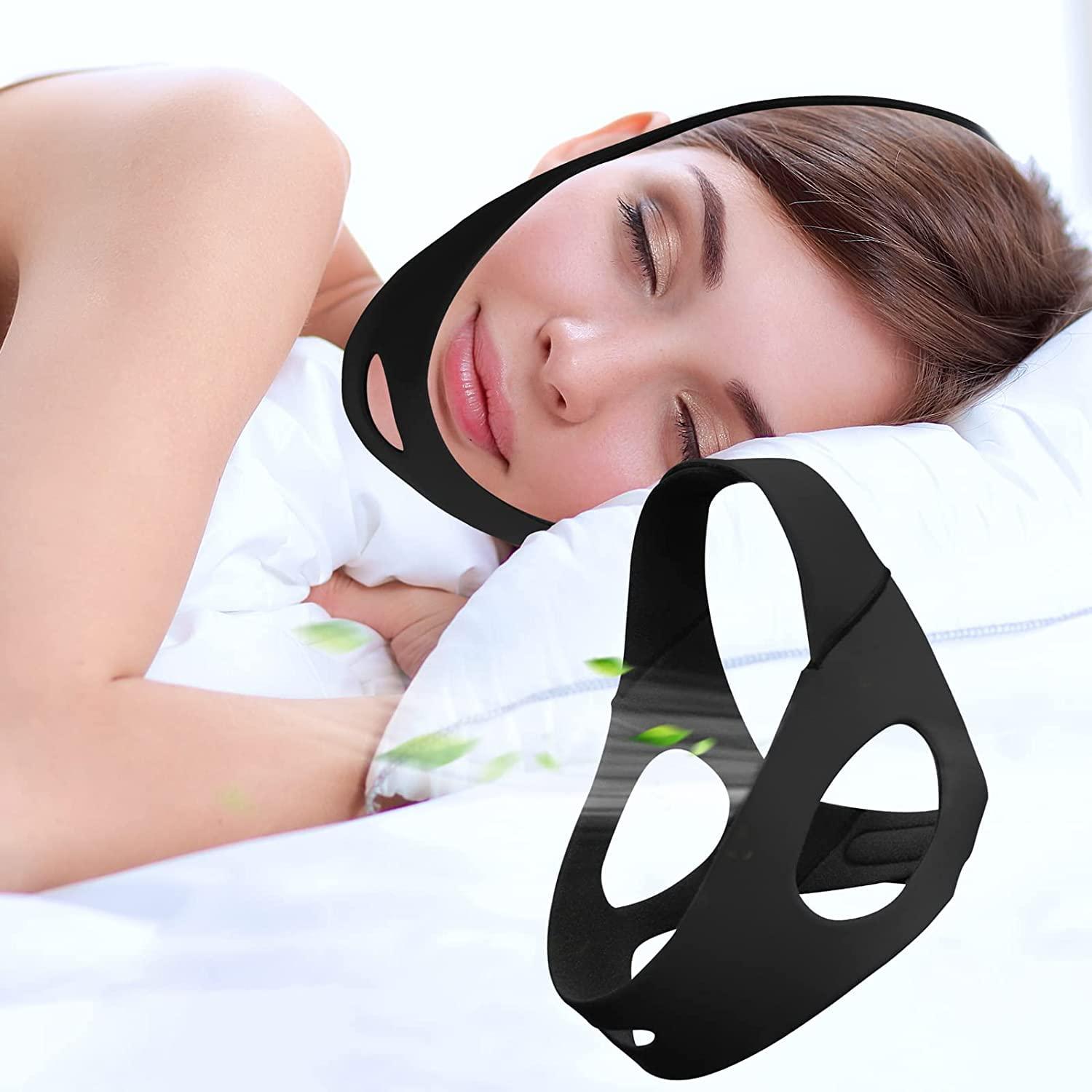 Babyfond Anti Snoring Chin Strap for Men and Women, Comfortable Chin Strap for Cpap Users, Adjustable Stop Snoring Chin Strap Snoring Solution Chin Straps to Keep Mouth Closed While Sleeping (Black)