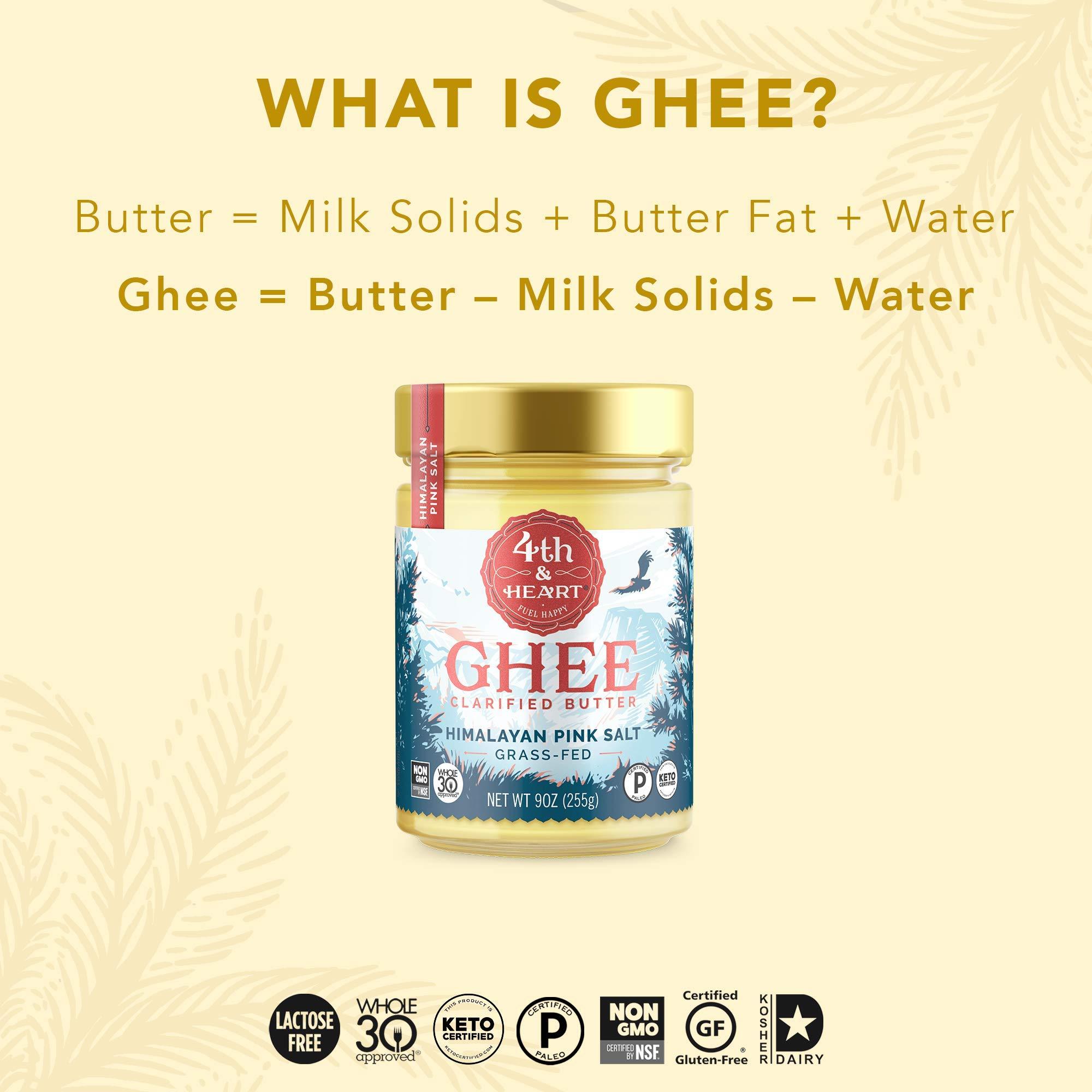 4th & Heart Himalayan Pink Salt Grass-Fed Ghee Butter by 4th & Heart, 9 Ounce & Original Grass-Fed Ghee Butter by 4th & Heart, 9 Ounce, Keto, Pasture Raised, Non-GMO, Lactose Free, Certified Paleo