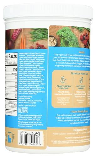 Amazing Grass Amazing Grass Organic Plant Protein Blend: Vegan Protein Powder, New Protein Superfood Formula, All-In-One Nutrition Shake with Beet Root, Pure Vanilla, 11 Servings
