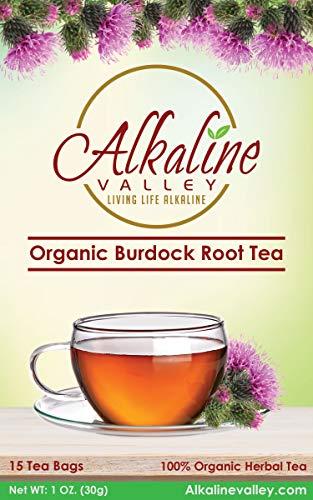 Alkaline Valley Burdock Root Tea Organic - 100% Alkaline - 45 Unbleached/Chemical-Free Burdock Root Tea Bags - Pack of 3 - Caffeine-Free, No GMO
