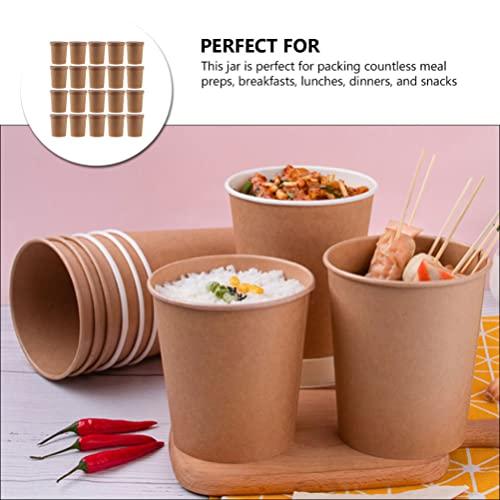 Hemoton Hemoton 25 Pack 32 oz Kraft Paper Cups with Lids- Disposable Soup Containers with Lids Ice Cream Cups with Lids- Microwavable and Freezer (25Cups& 25 Lids)