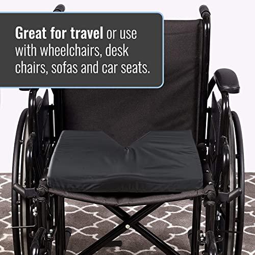 DMI DMI Contoured Foam Coccyx Seat Cushion for Sciatica Back Pain & Tailbone Pain with Nylon Oxford Cover, For Chair or Wheelchair, 18 x 16 x 2 inches, Black