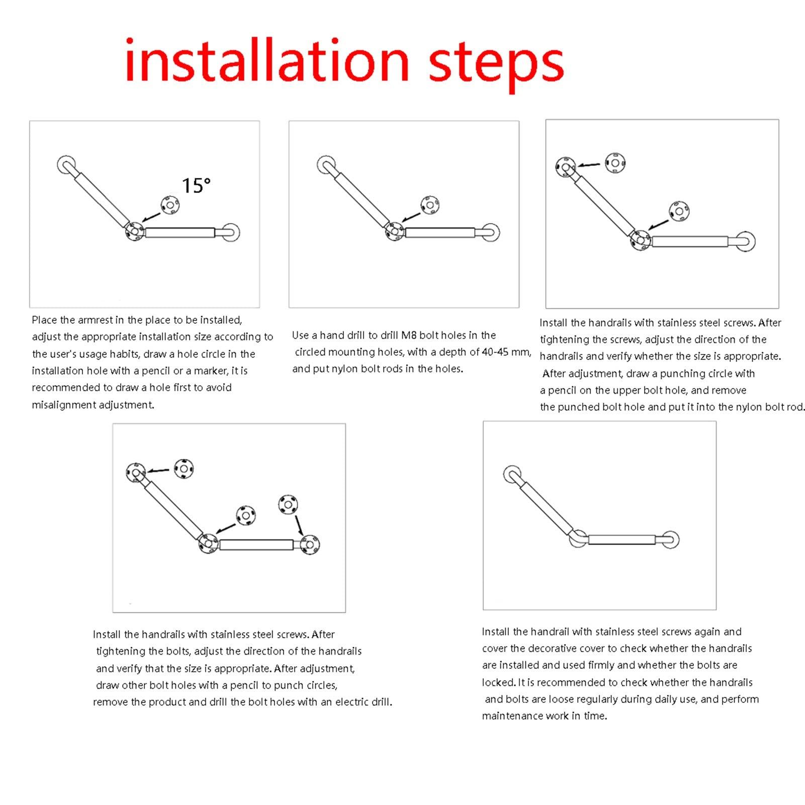 DCFV DCFV Bathroom Grab Bars, Anti Slip Shower Handles, Hand Rail Support,Assist Bath Handle,Bathroom Balance Bar for Handicap,Elderly,Pregant