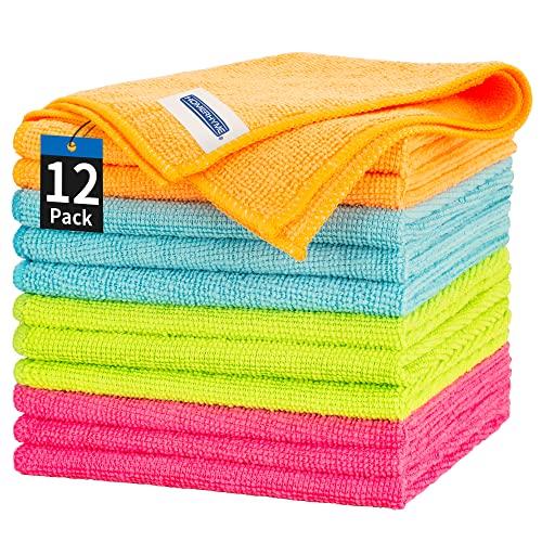 HOMERHYME HOMERHYME Microfiber Cleaning Cloth 12 Plus 20 Pack Cleaning Towels, 12\" x 12\" Dish Cloths, Lint Free Rag, Non-Abrasive Dusting Cloth, Washable, and Reusable